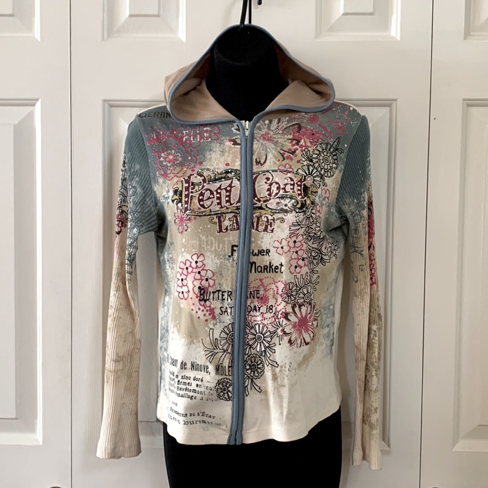 Super Cute Zipper Bejeweled Hoodie ~